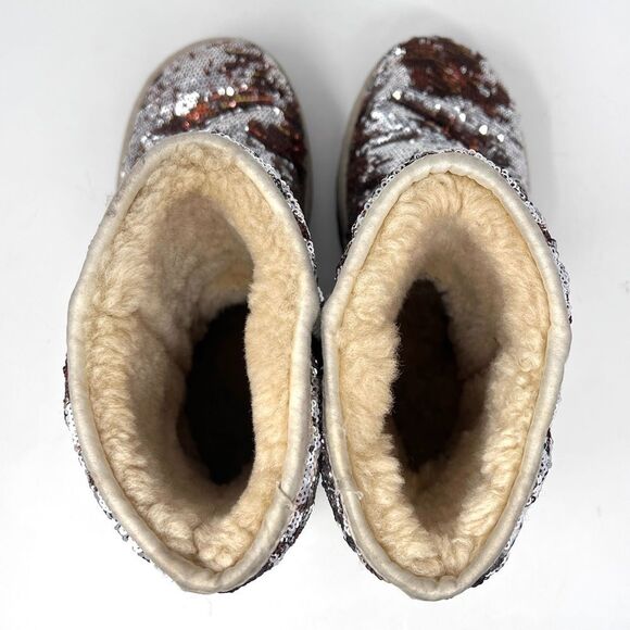 UGG Australia Classic Short Champagne Sequin Shearling 3353 Fall Winter Boots 8 - Picture 8 of 9